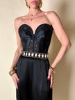 Bustier in raso di seta e pizzo nero “Ponsesina”