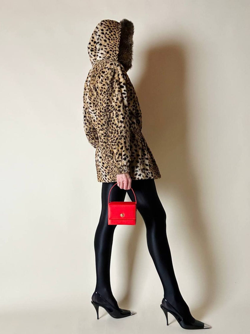 “Yves Saint Laurent” faux fur leopard print parka