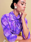 Blusa in seta lilla con maxi fiocco