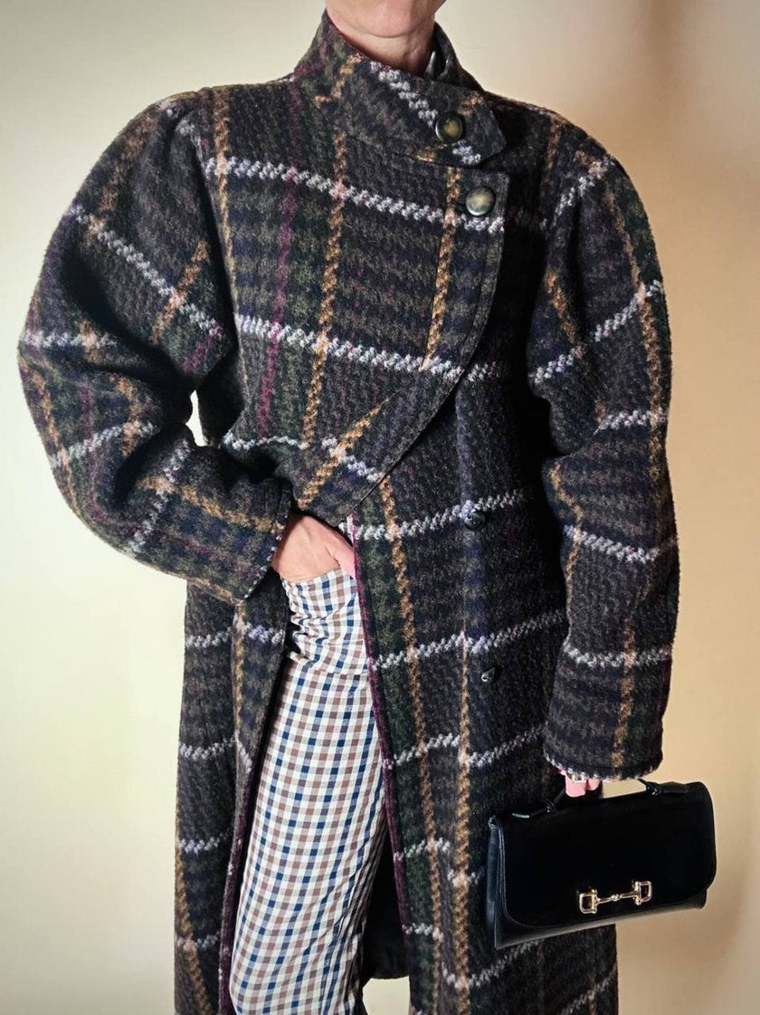 Cappotto lungo in pura lana vergine  fantasia tartan Fashion By Classic