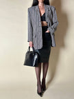 Blazer vintage Yves Saint Laurent a righe verticali panna e nero