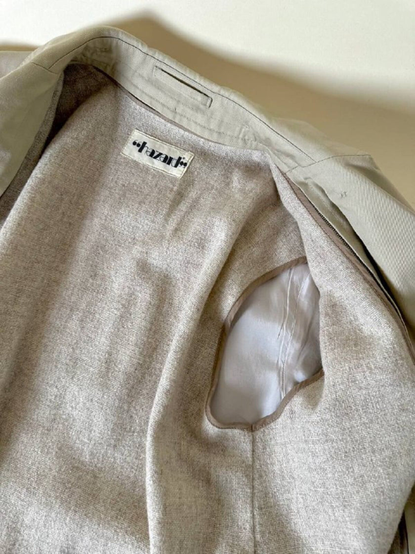 Trench in gabardine color corda con interno in lana rimovibile “Hazard”