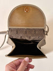 Borsa Yves Saint Laurent in tessuto plastificato millerighe color cammello con riporti in pelle argilla
