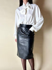 Camicia vintage con maxi fiocco in tessuto jacquard bianco Evan Picone