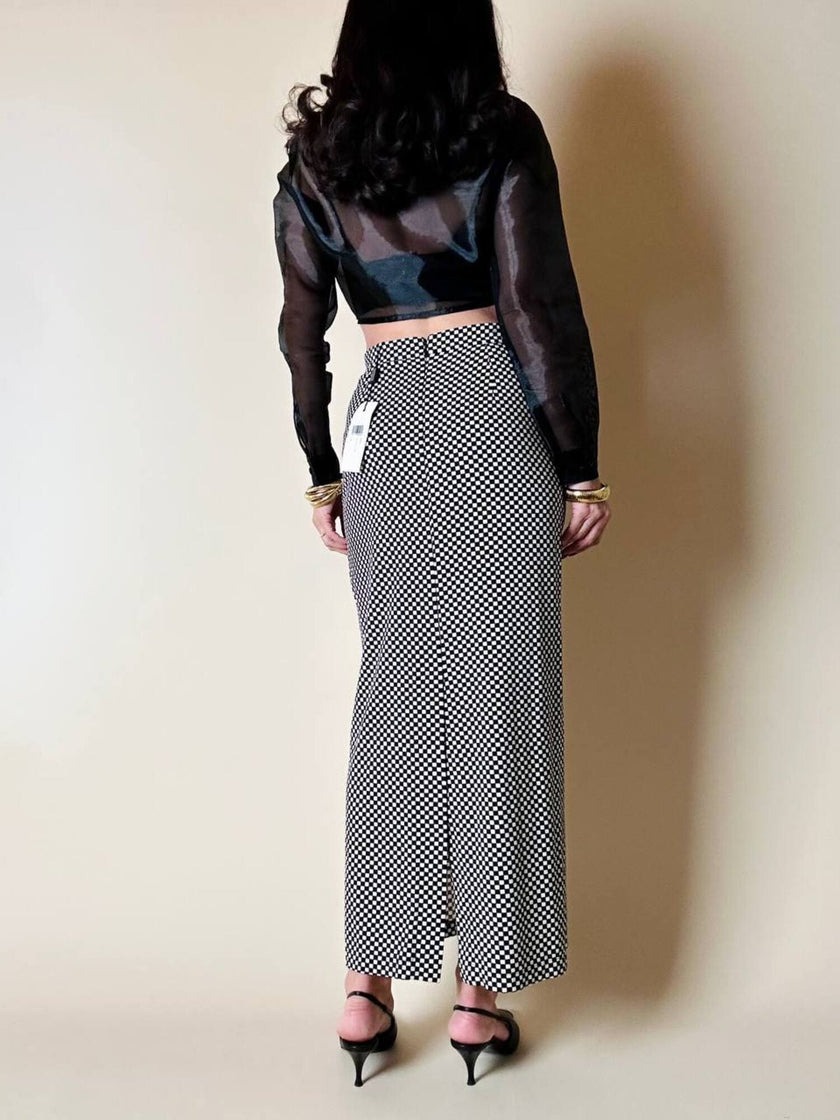 Camicia annodata in organza nera sintetica 