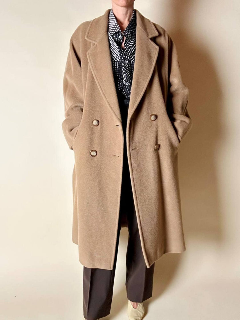 Vintage-Mantel von Marina Basic aus Kamelhaar-Woll-Kaschmir-Mix