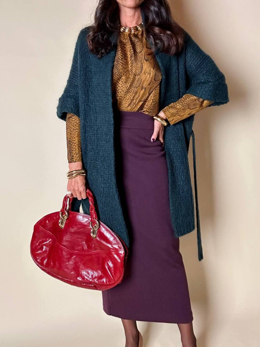 Blusa Yves Saint Laurent in pura seta color topazio con stampa pitone