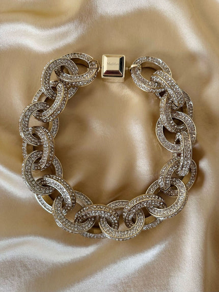 Collier a maxi maglie di catena argento con strass incastonati “Max Mara”