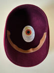Coppola in feltro di lana bordeaux con rifinitura in pelle cuoio Fellini Roma