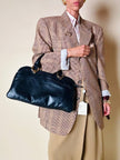 Borsa a mano in pelle blu notte