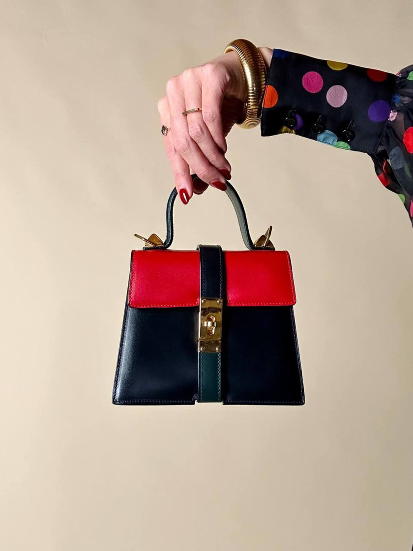 Mini bag modello Kelly in pelle multicolor Umberto Firenze