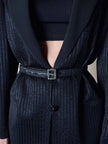 Cintura vintage Fendi in tessuto jacquard nero con loghi allover e fibbia logo