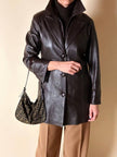 Dunkelbraune Vintage-Lederjacke mit integrierter Weste