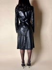 Cappotto/Robe Manteau vintage in pelle nera con spacco posteriore The Bomb