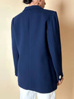Blazer Yves Saint Laurent vintage blu oltremare con bottoni logati di madreperla