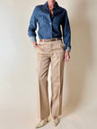 Camicia Fendissime in denim blu con bottoni  moneta da 10 lire