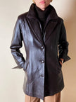 Dunkelbraune Vintage-Lederjacke mit integrierter Weste