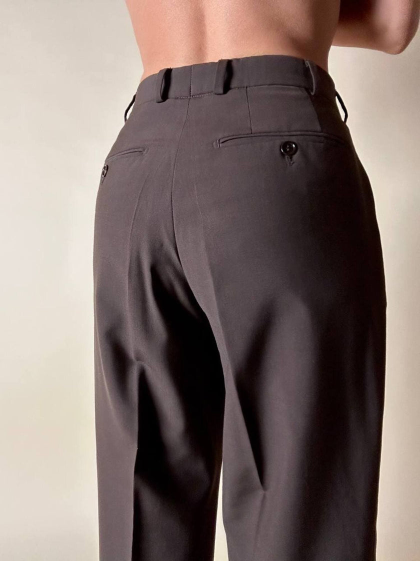 Klassische Vintage-Hose von Pierre Balmain aus schokobraunem Wollkammgarn