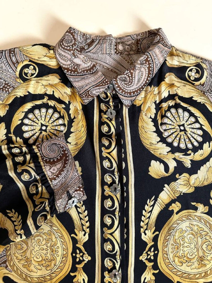 Camicia in misto seta fantasia barocca