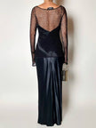 Maglia gioiello vintage List in rete operata con microperline nere