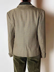 Blazer Byblos in rasato di lana pied de poule beige e verde con riporti verde oliva