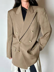 Blazer vintage Yves Saint Laurent in lana cachi doppiopetto con bottoni logati oro