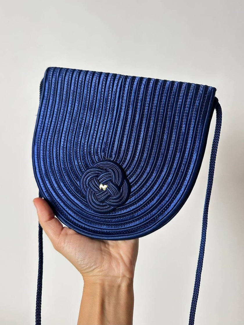 Vintage-Tasche von Nina Ricci aus kobaltblauer Posamenterie