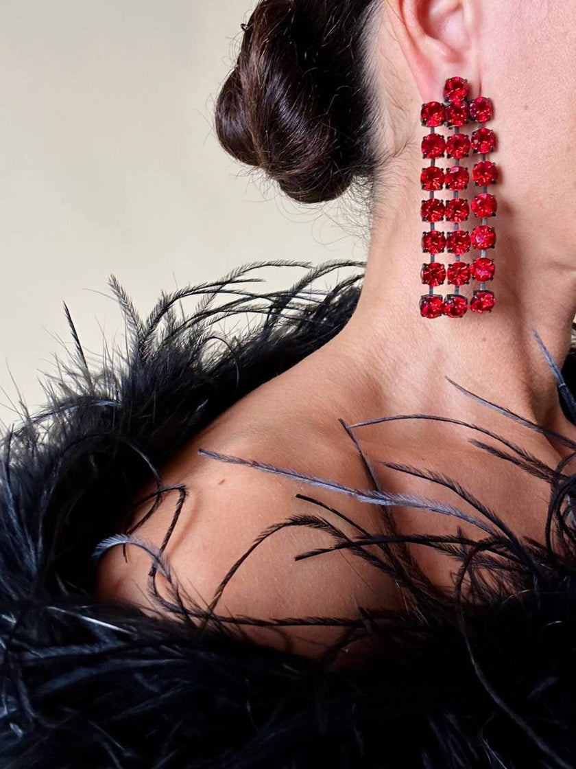 Maxi clip a fanges in cristalli rosso rubino