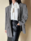 Camicia vintage con maxi fiocco in tessuto jacquard bianco Evan Picone
