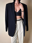 Blazer vintage oversize in rasato di lana nero Dani-Clear