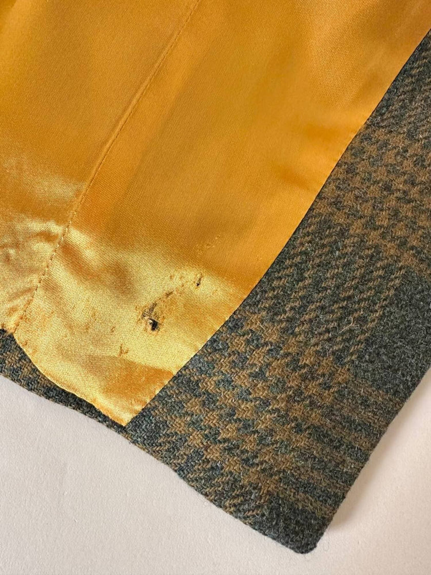 Blazer Yves Saint Laurent de lana con estampado de Príncipe de Gales verde y ocre