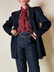 Blazer nero a righe in tessuto lucido “State off Claude Montana”