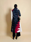 Cappotto redingote in lana fantasia astratta