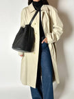 Secchiello vintage Yves Saint Laurent in tessuto nero millerighe con riporti in pelle