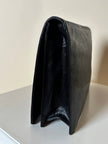 Borsa vintage Fendi in pelle verniciata nera con cuciture concentriche