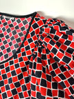 Blusa vintage Yves Saint Laurent fantasia Arlecchino con maniche a palloncino