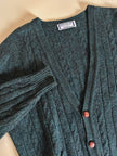 Cardigan Yves Saint Laurent in lana verde inglese con bottoni berlebeck