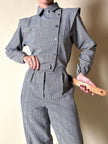 Jumpsuit vintage Sarabang de lana príncipe de Gales con cinturón a juego