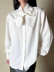 Camicia vintage con maxi fiocco in tessuto jacquard bianco Evan Picone