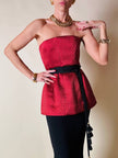 Bustier couture in seta operata rosso sangria