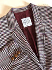 Blazer United Class Coll Colors Benetton in lana pied de poule beige e cioccolato con bottoni berlebeck
