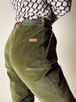 Pantalone a vita alta in corduroy verde oliva Rizzi Sport
