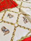 Foulard in seta Jaquard fantasia barocca con cagnolini 