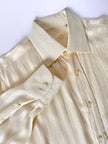 Chemise vintage en soie Valentino Garavani ivoire à rayures avec logos all-over