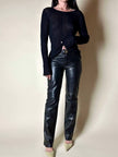 Maglia vintage Yves Saint Laurent nera traforata con profili smerlati