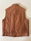 Gilet in pelle Frye color cuoio con impunture verticali