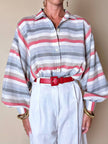 Camicia Yves Saint Laurent a righe multicolori con manica a pipistrello