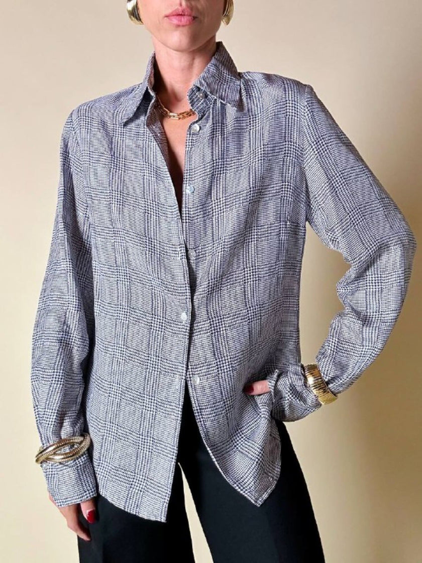 Camicia in pura seta fantasia principe di Galles “Misstwidd”