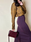 Fendissime handbag in burgundy brushed leather with gold chain jewel handle and detachable shoulder strap