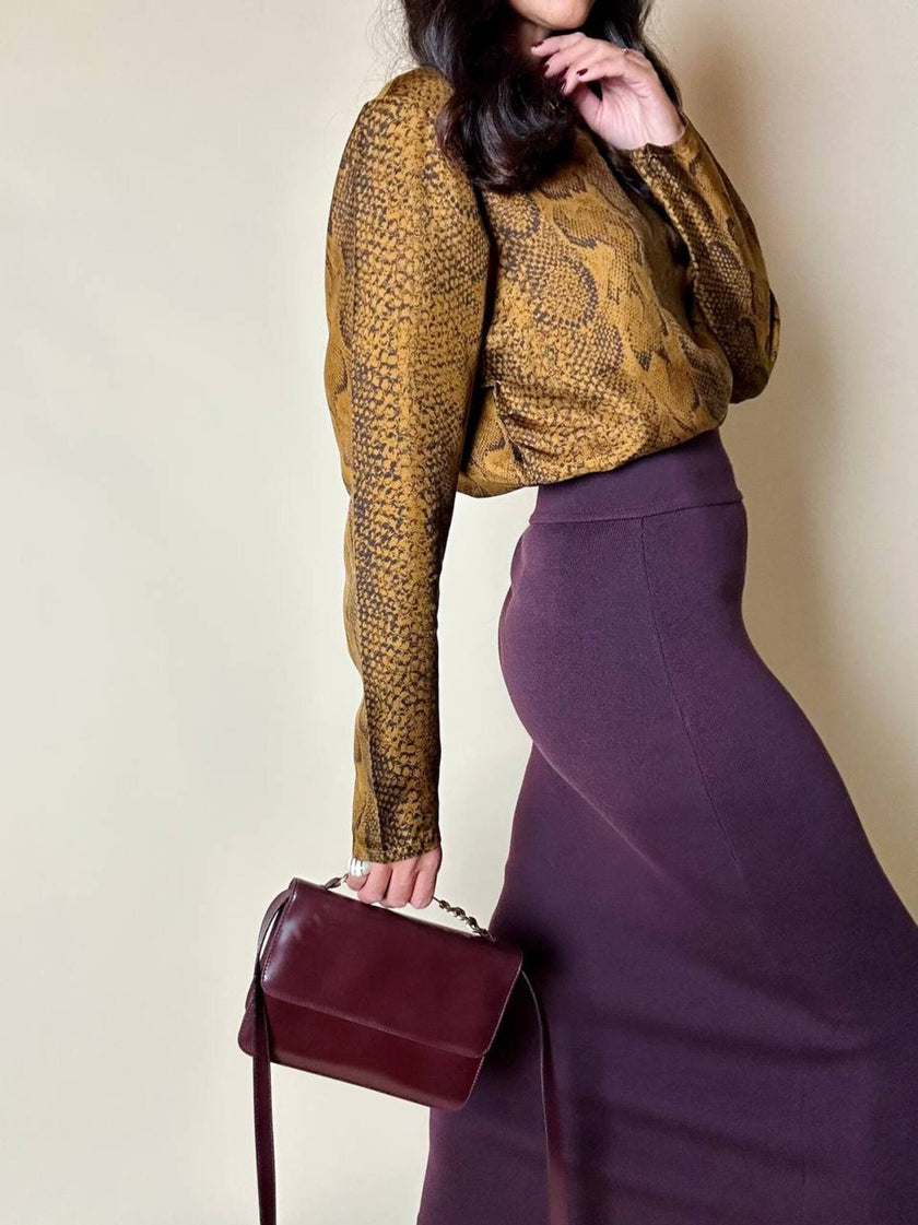 Fendissime handbag in burgundy brushed leather with gold chain jewel handle and detachable shoulder strap